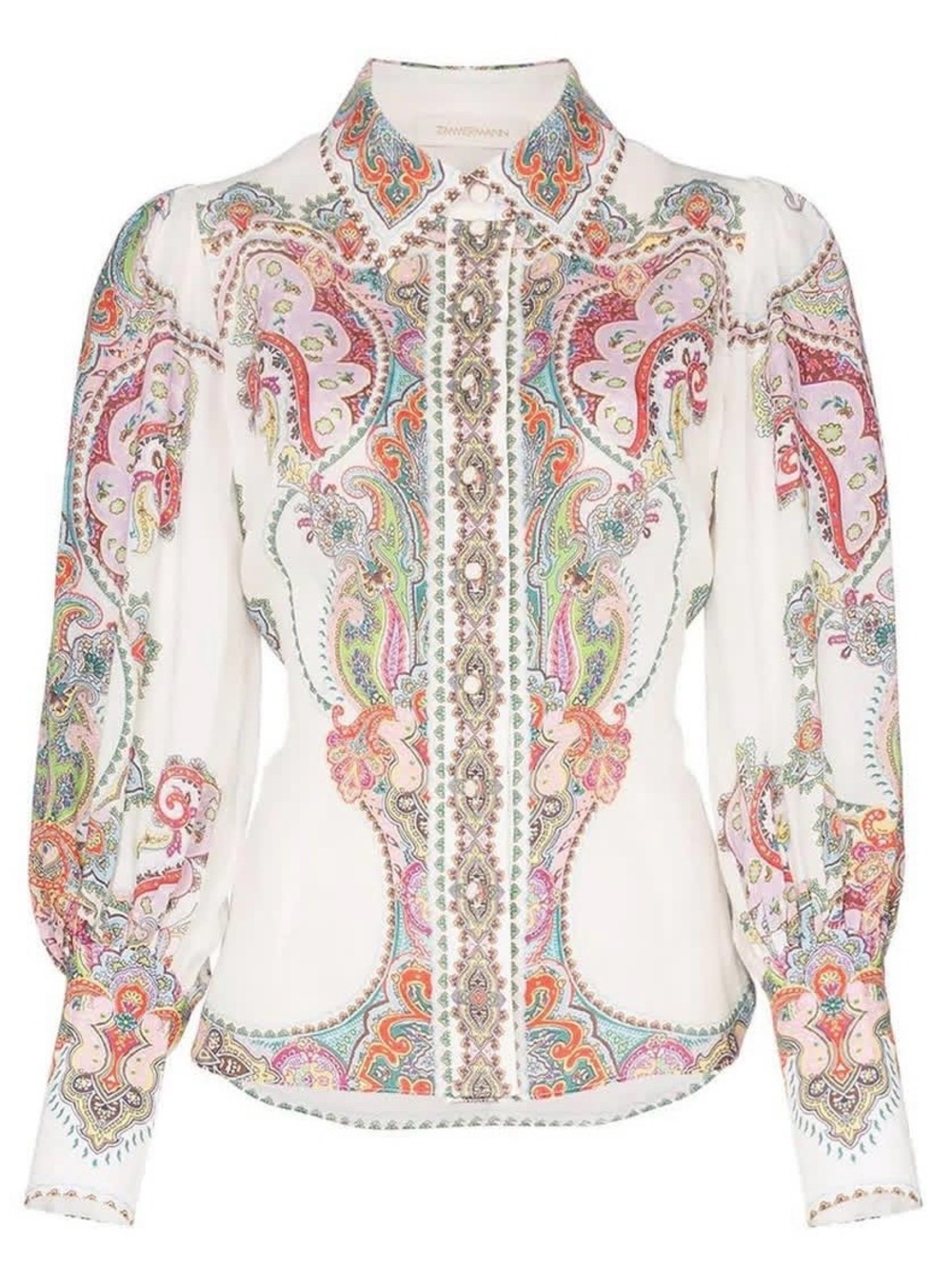 Zimmermann White Paisley-Print Button-Down Blouse